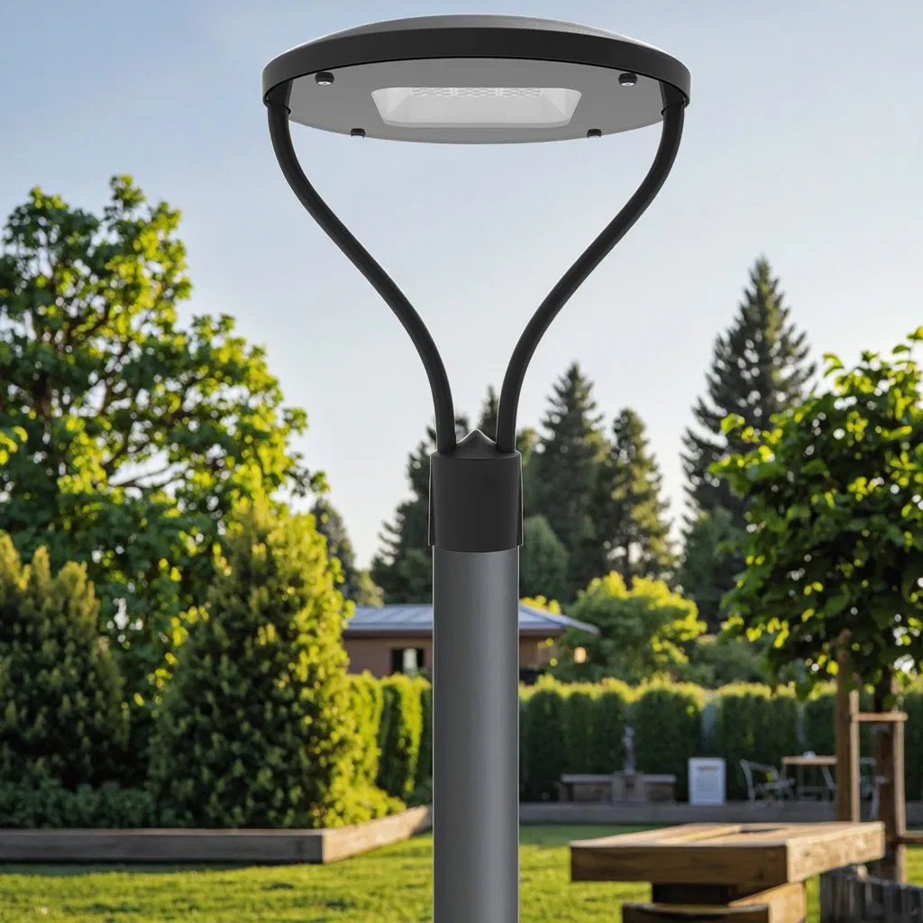 LED Outdoor Commercial Area Lighting Aluminum Park Lantern LED Urban Post Top Lamp Modern Round Waterproof IP66 LED Parking Lot Light