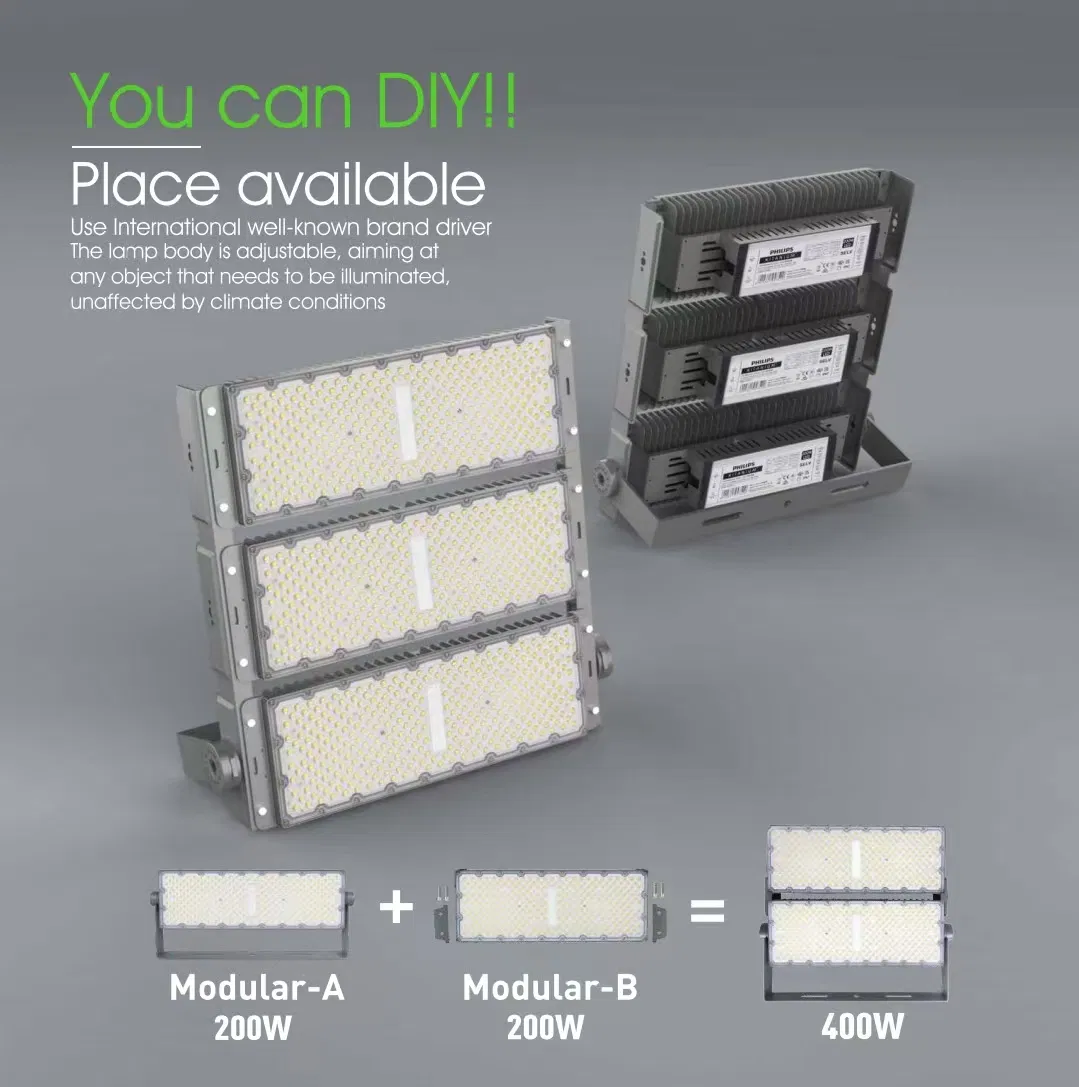 IP65 Modular Design Outdoor Waterproof 100W-300W Varying Sizes COB Chip Aluminum Lamp Body for Optimal LED Floodlight