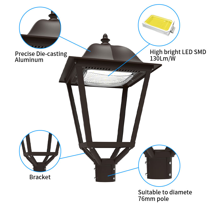 IP67 Adjustable Power and CCT LED Post Top Light for Outdoor Areas