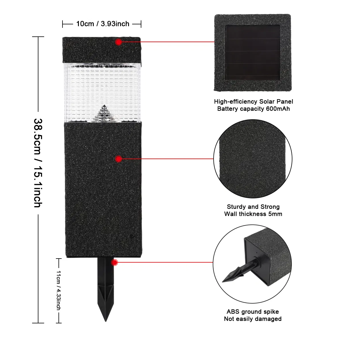 Outdoor Stone Solar Light Decoration Garden Motion Sensor LED Lighting