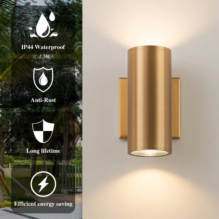 Gold Wall Light Outdoor IP44 Wholesale Marine Grade Brass Exterior Sconces Corrosion-Resistant Commercial Outdoor Lighting