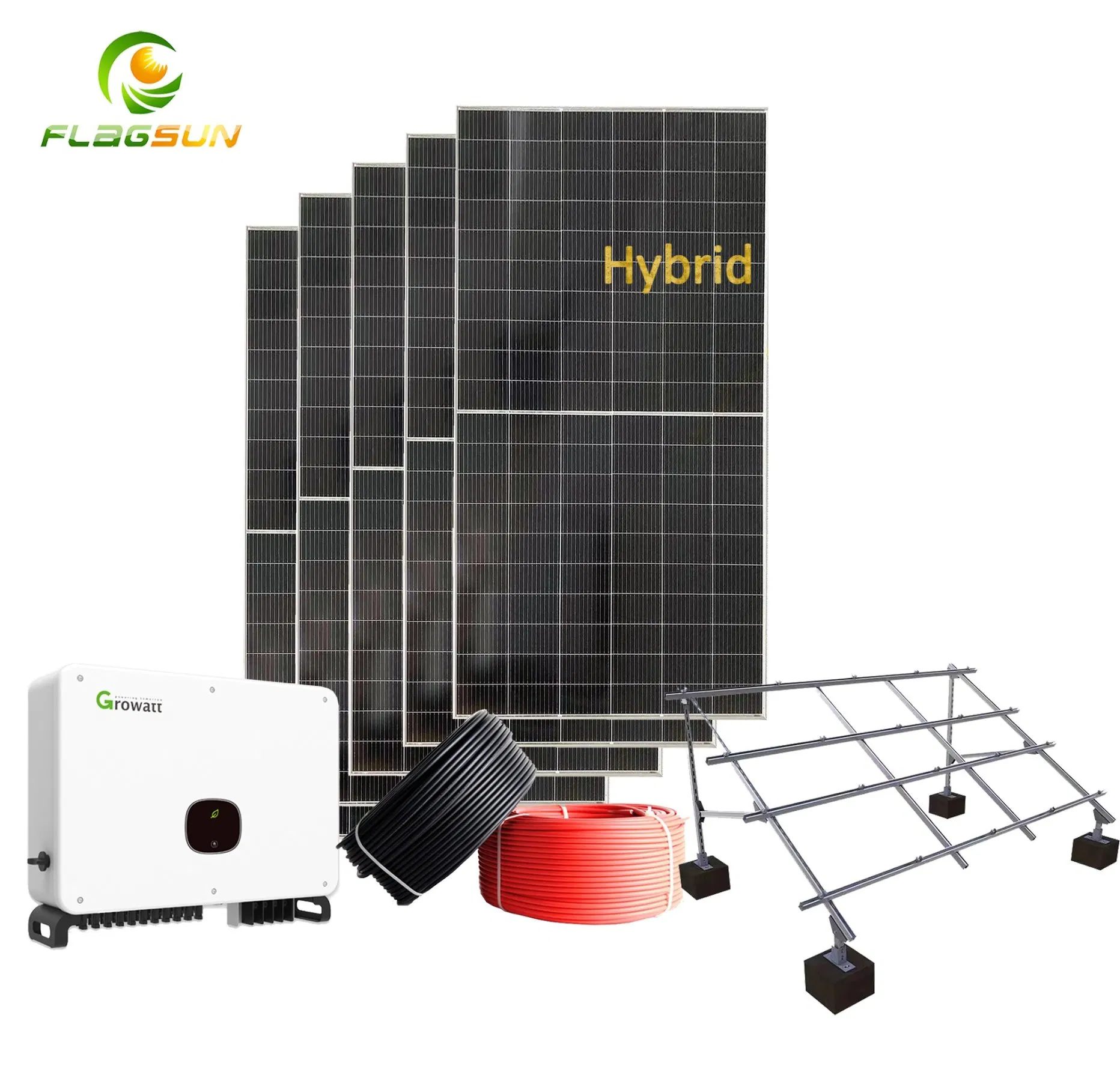 2kw 3kw 5kw Solar Power System Support Lithium Battery or Battery Less Hybrid Solar Panel System Remote Control for Home System