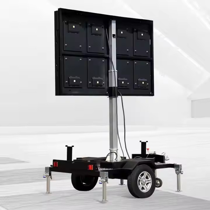 Hw4 Mobile Trailer LED Screen Mobile Lwith Solar Panel LED Advertising Billboard