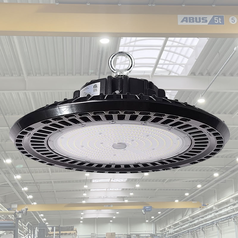 Warehouse Factory Workshop Indoor Industrial Hanging Fixtures Dimmable Ground Luminaire 300W 250W 200W 150W 100W UFO LED High Bay Lighting with 140-210lm/W