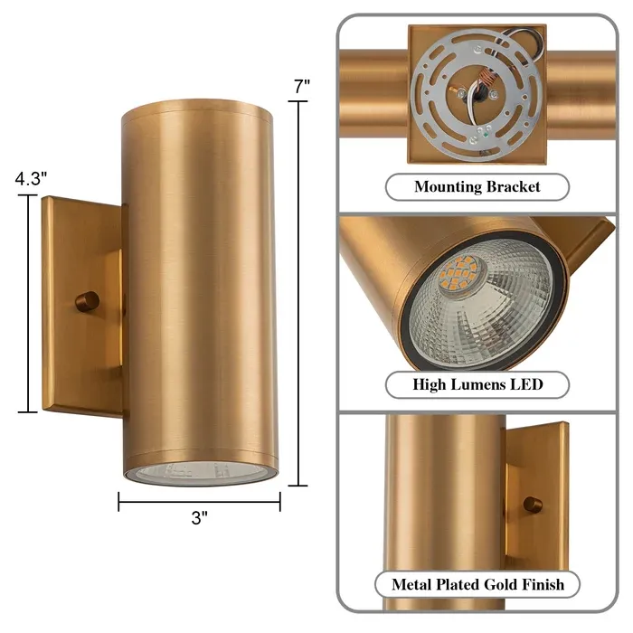 Gold Wall Light Outdoor IP44 1
