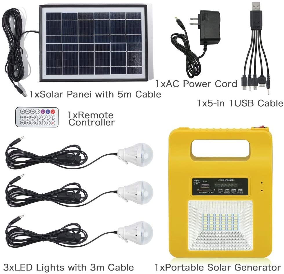 Green Energy Solar Energy Portable LED Lighting Radio System with Remote Control