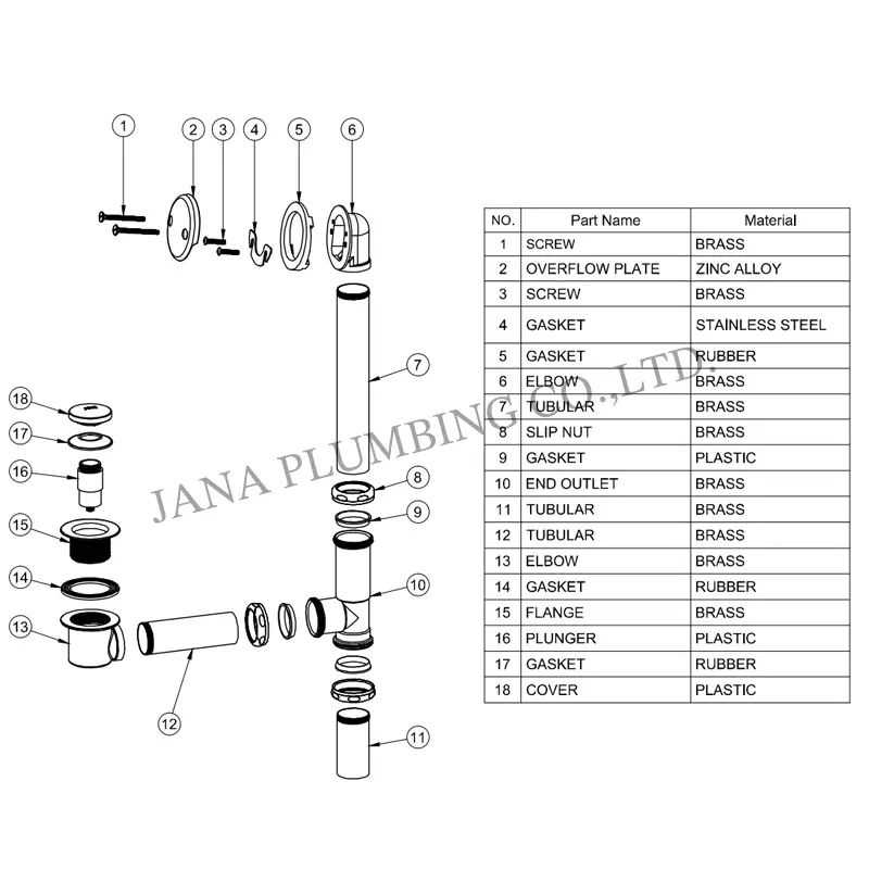 Wholesale Tip Toe Bath Waste JN-6002 Supplier, Suppliers
