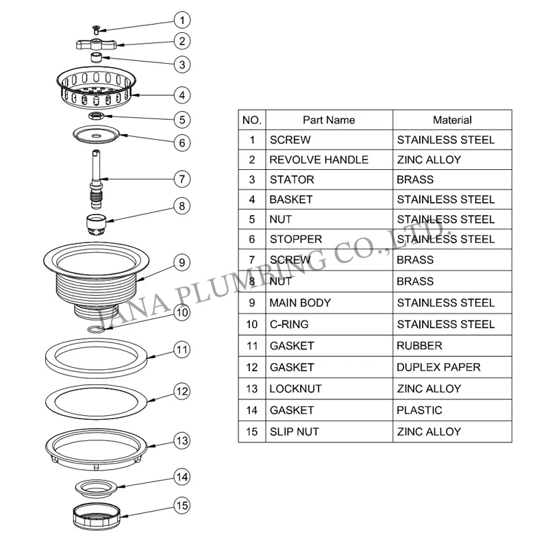 China Spin & Lock Sink Strainer JN-1003 Manufacturers, Factories