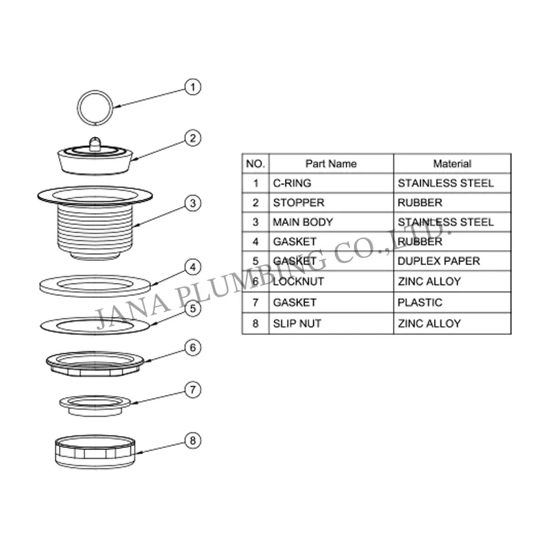 China Tray Plug Bar Sink Strainer JN-1203 Manufacturer, Suppliers