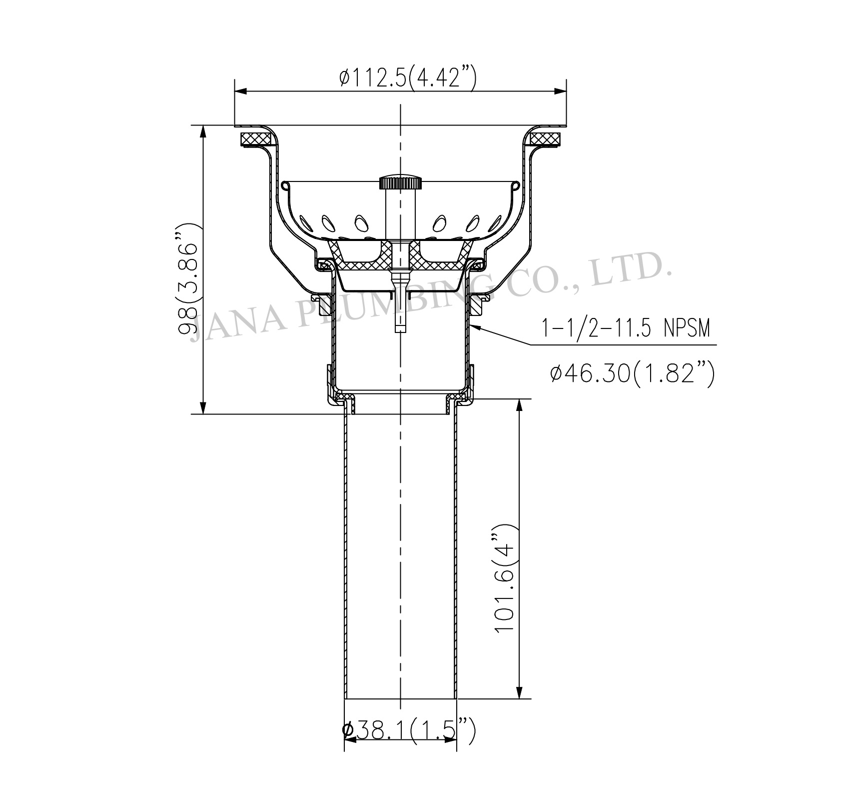 JN-1014-T Deep Cup Strainer Stick Post Basket