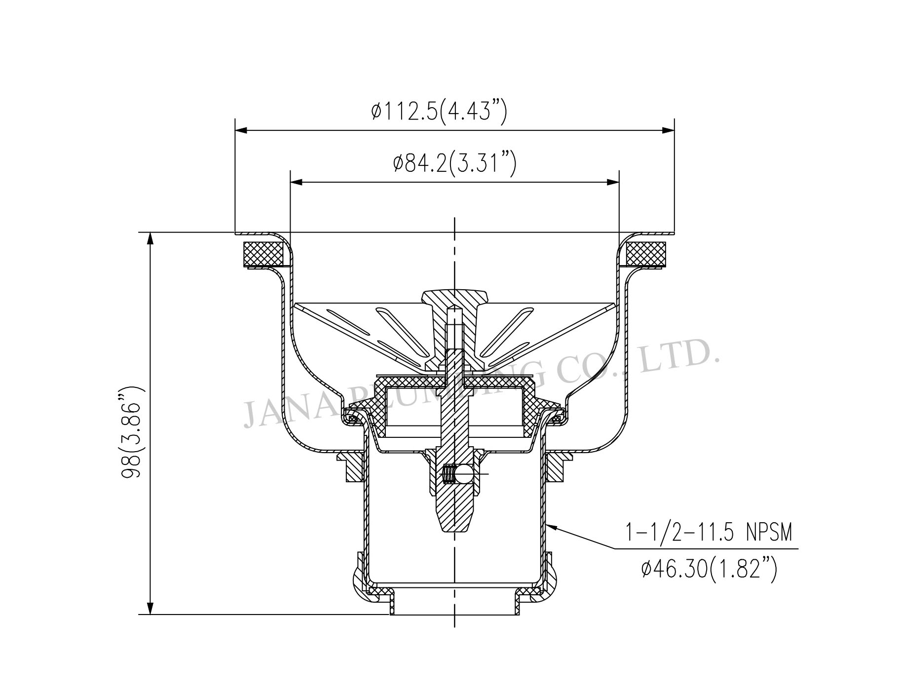 JN-1005 Sink Strainer Detail