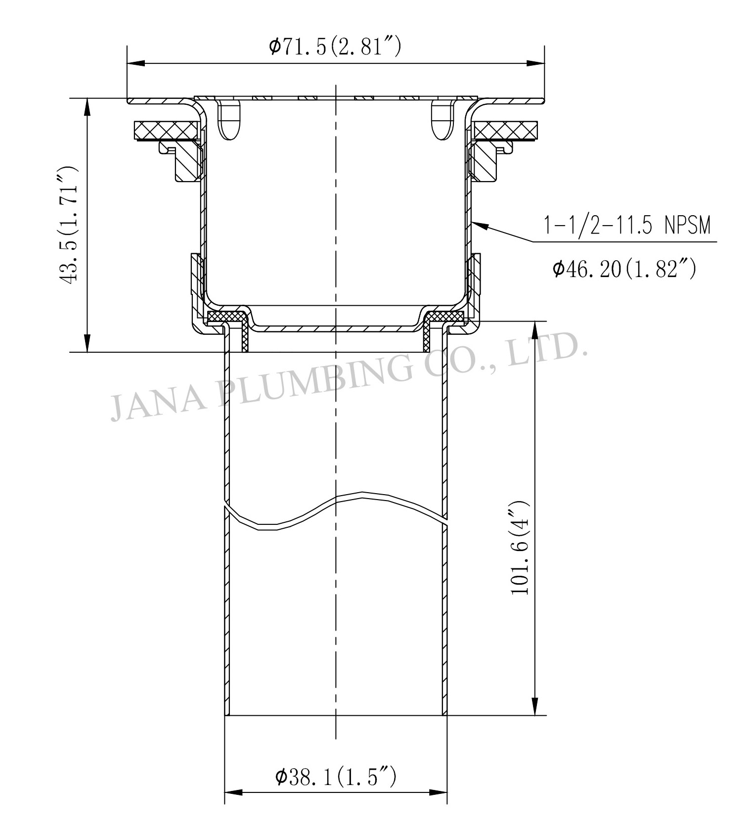 JN-1202-T Flat Top Bar Sink Strainer