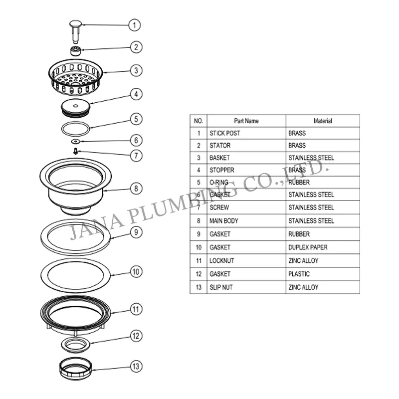 China Deluxe Sink Strainer JN-1024 Manufacturers, Suppliers
