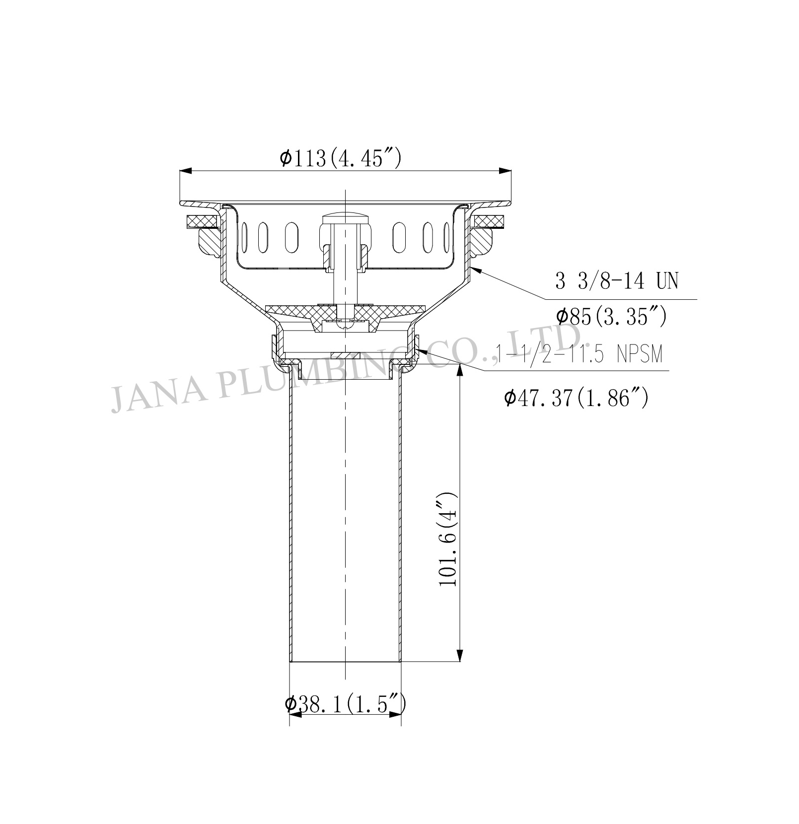 JN-1001-2-T Sink Strainer