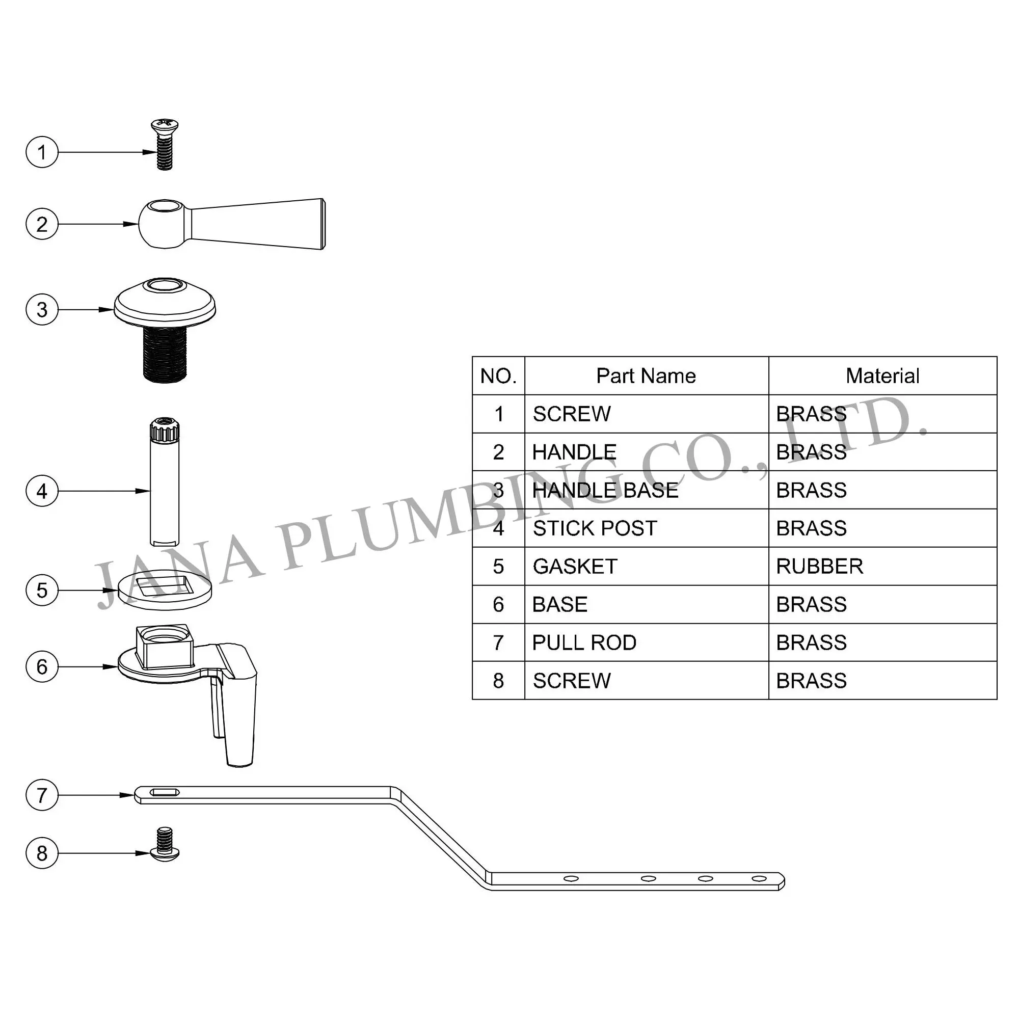 China Side Mount Tank Lever JN-2008 Factories, Factory