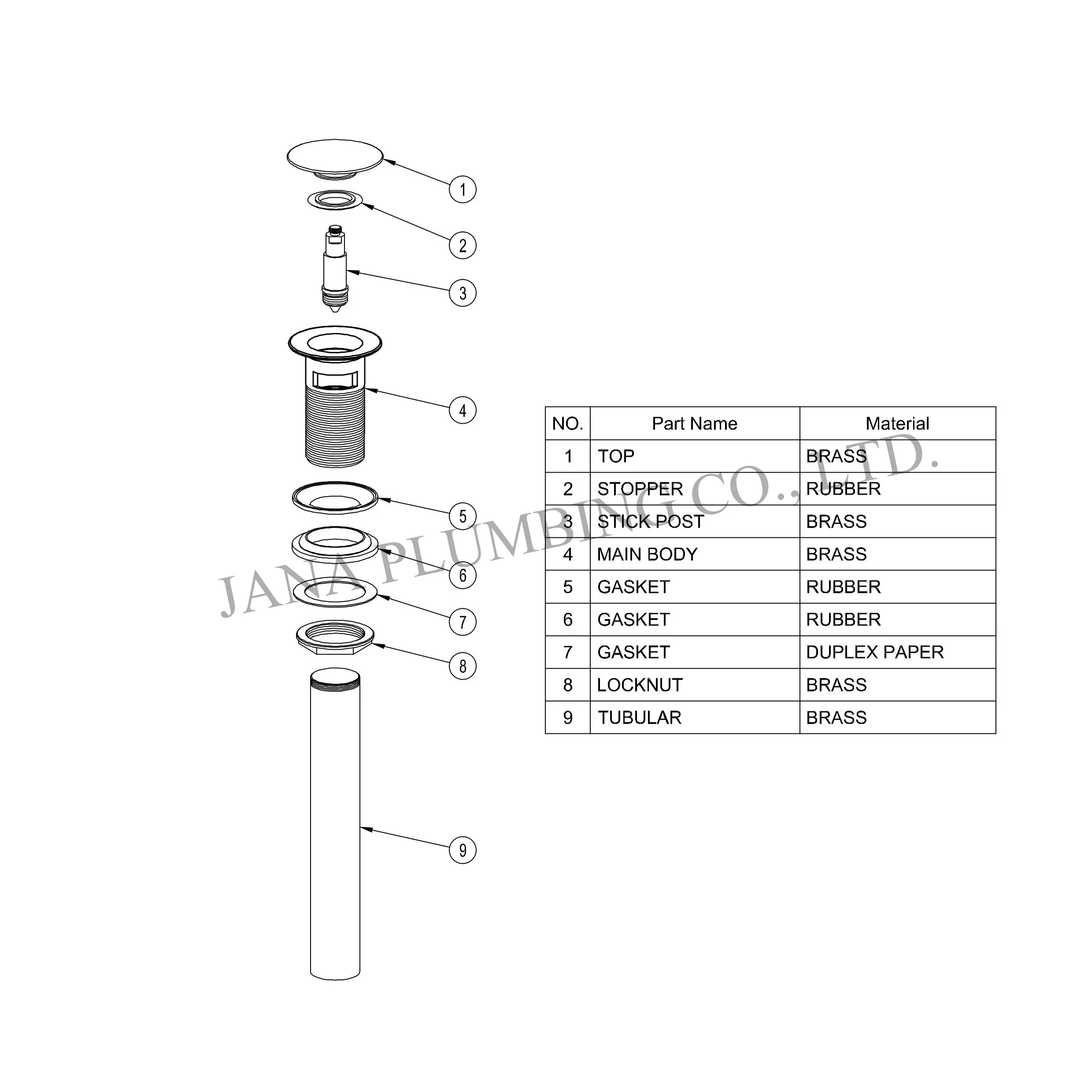 China Brass Round Umbrella Drain JN-5012 Manufacturer, Factory