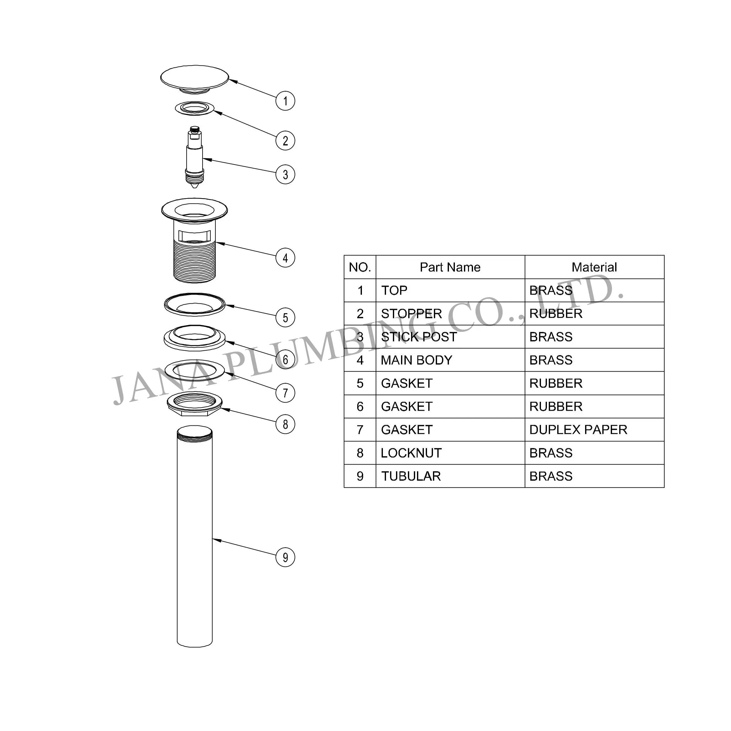 China Brass Round Umbrella Drain JN-5012-L Factories, Factory