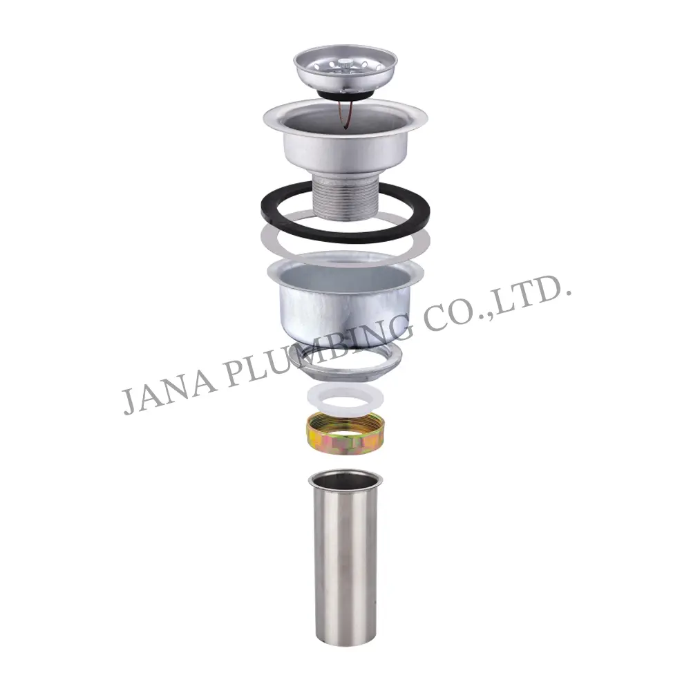 China Deep Cup Sink Strainer With Rolling Thread with tailpiece JN-1016-T Suppliers, Factories