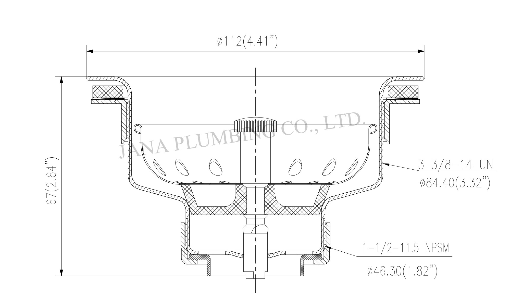 JN-1009-2 Sink Strainer Construction Details