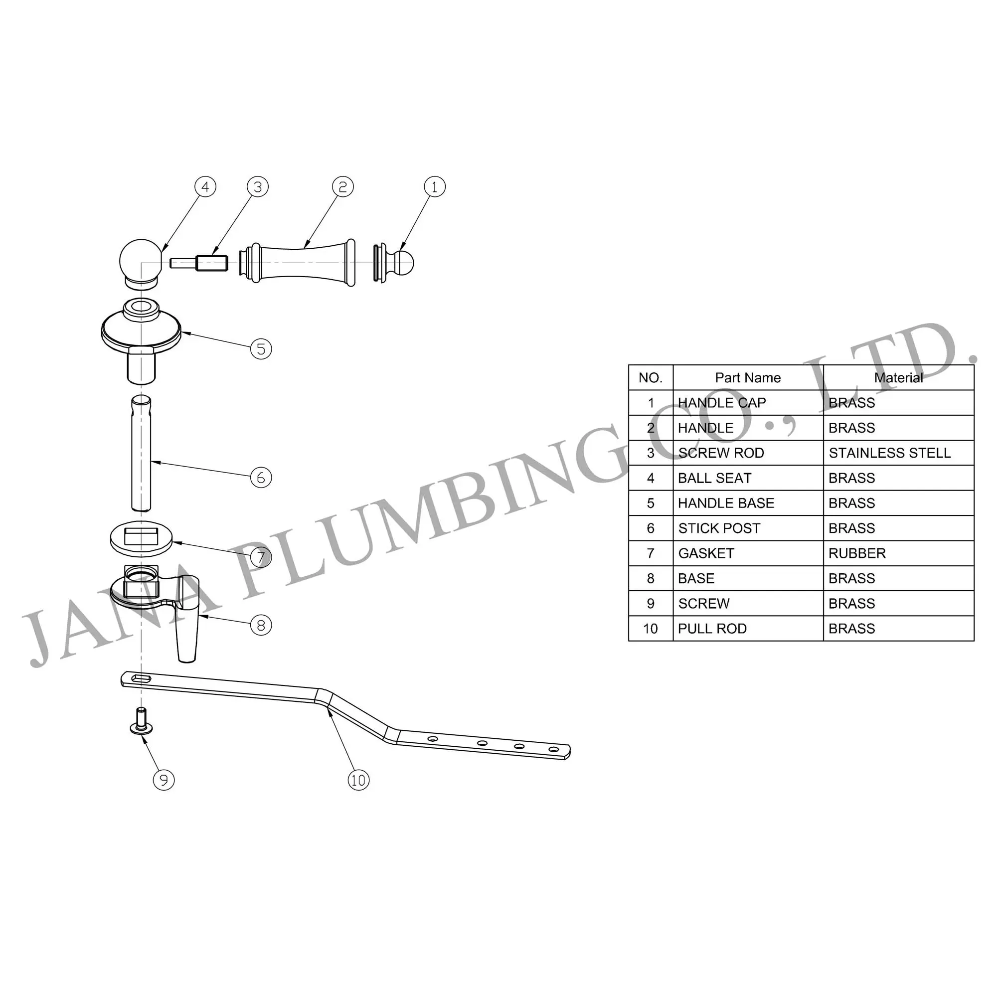 China Side Mount Tank Lever JN-2003 Manufacturers, Supplier