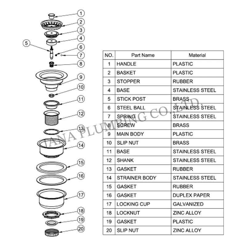 Wholesale Deep Cup Sink Strainer With Rolling Thread JN-1022 Manufacturer, Suppliers