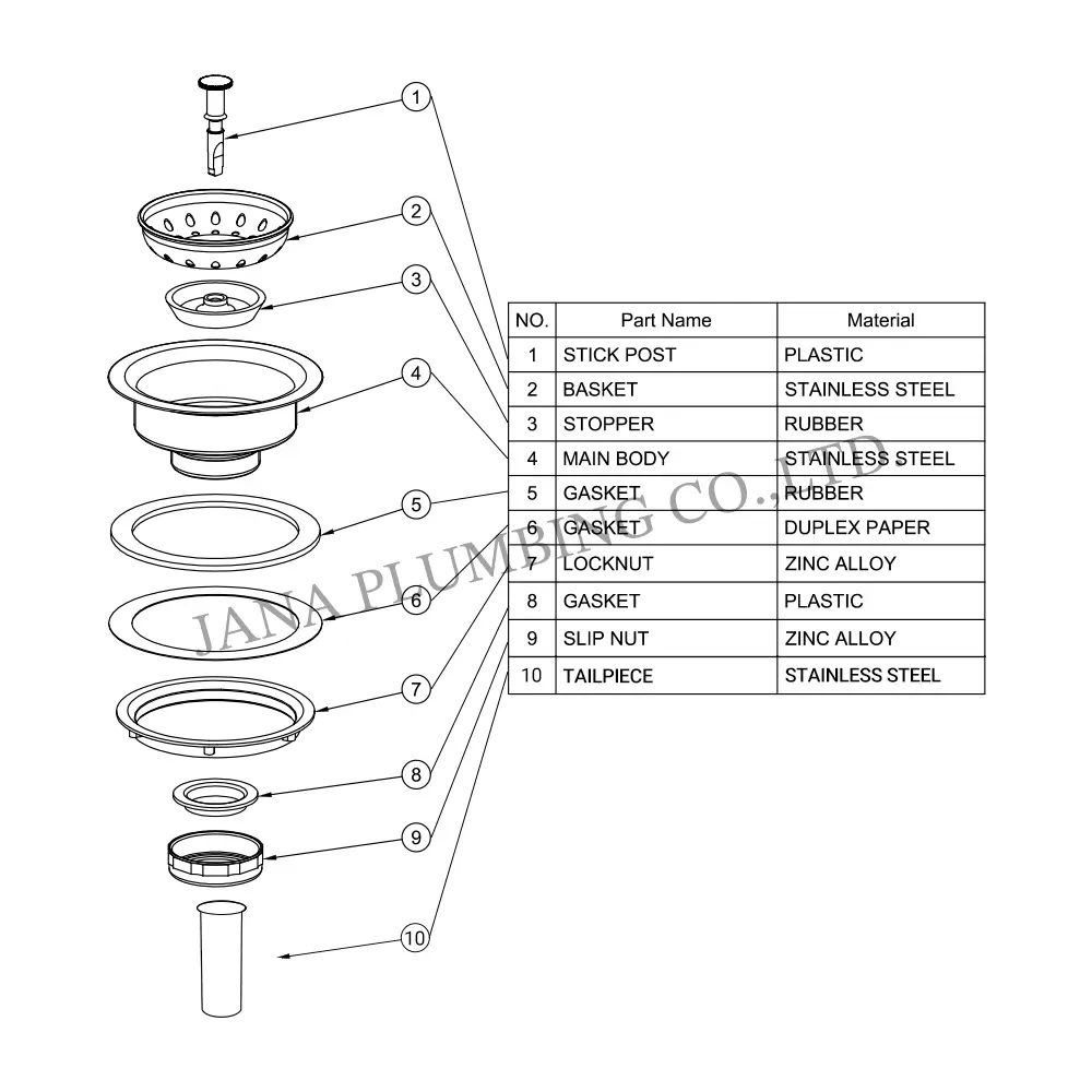 China Economy Strainer with tailpiece JN-1007-T Manufacturer, Factory