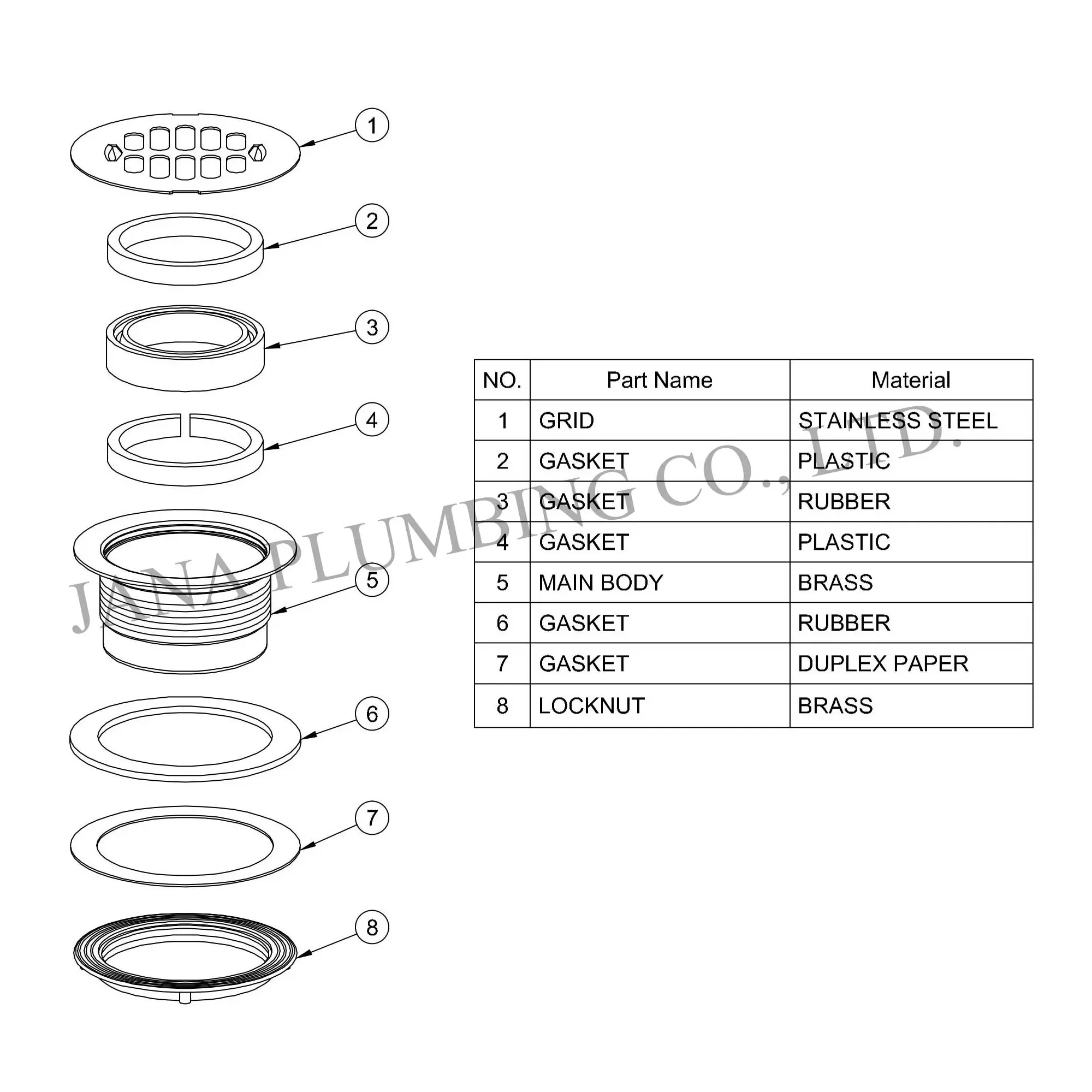 Wholesale No-Caulk Shower Drain JN-6302 Factories, Factory