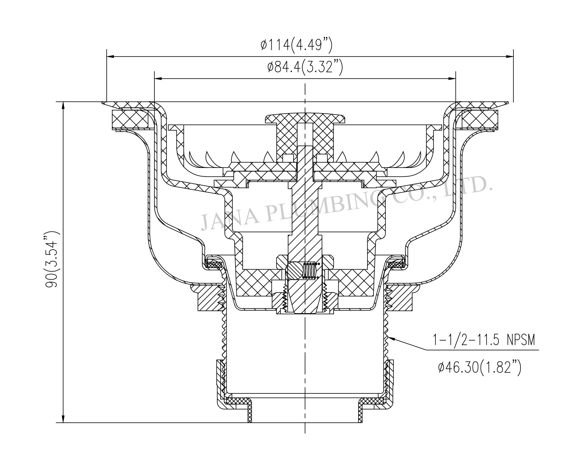Deep Cup Sink Strainer With Rolling Thread JN-1022