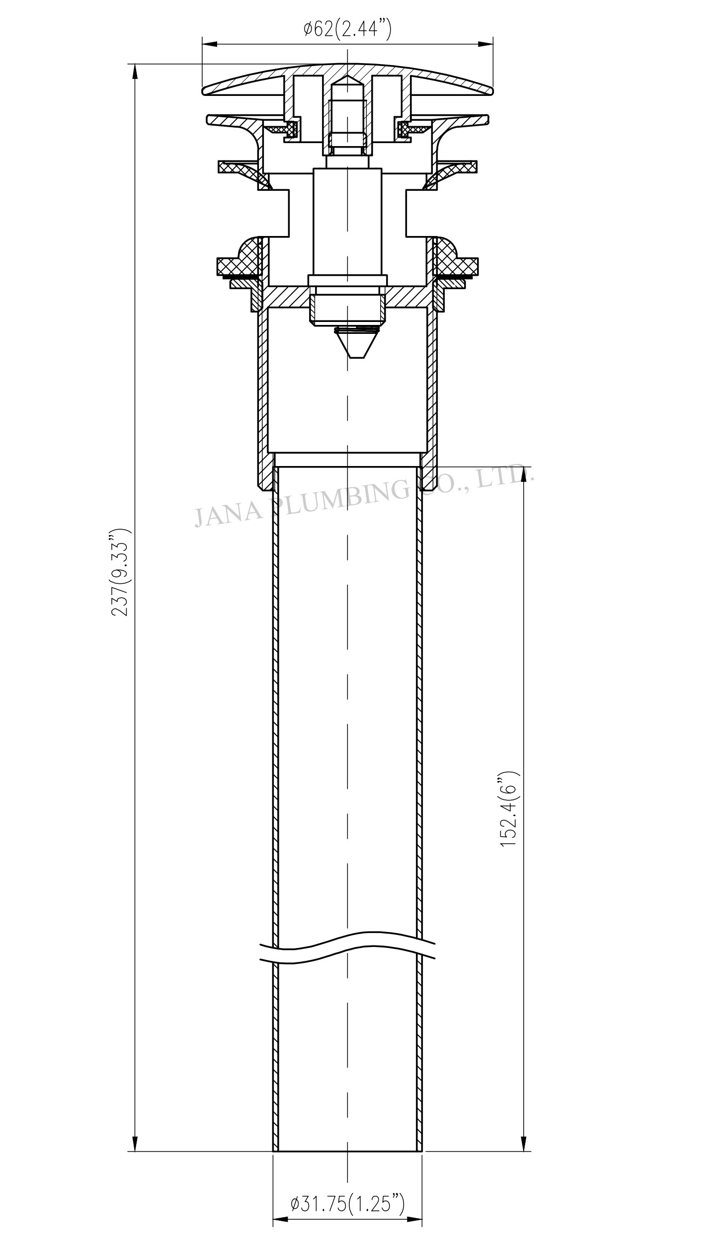 Brass Round Umbrella Drain JN-5012-L-BN