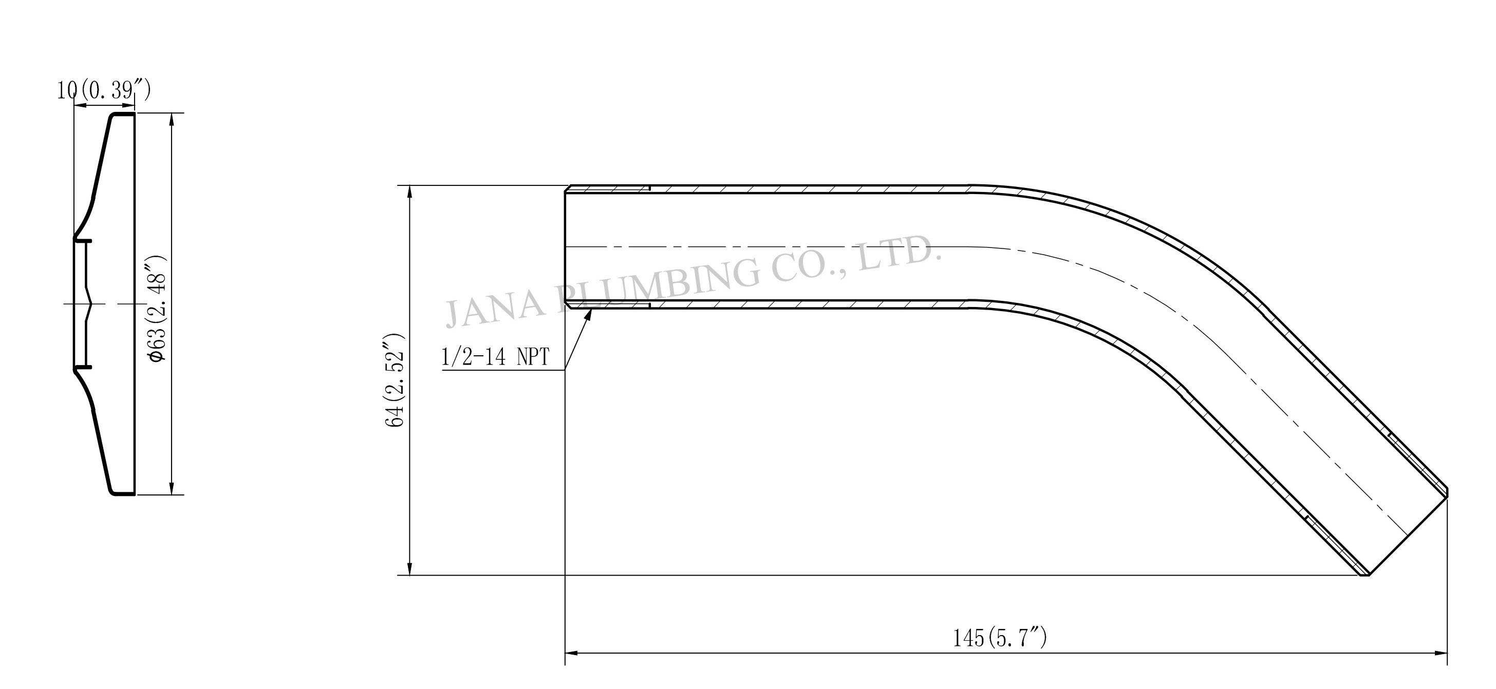 JN-8001-1 Shower Arm and Flange