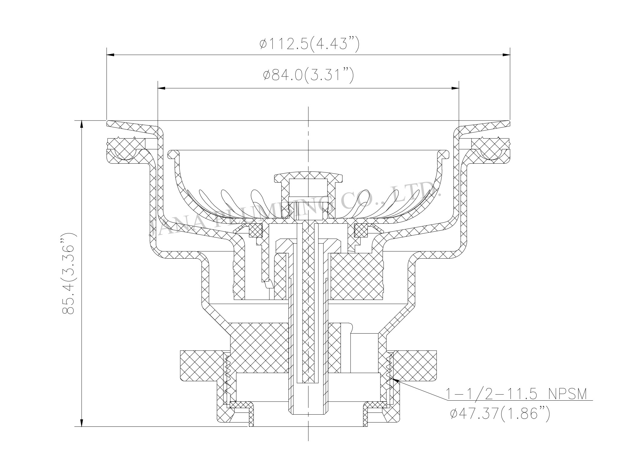 JN-1008-3 Kitchen Sink Strainer Construction