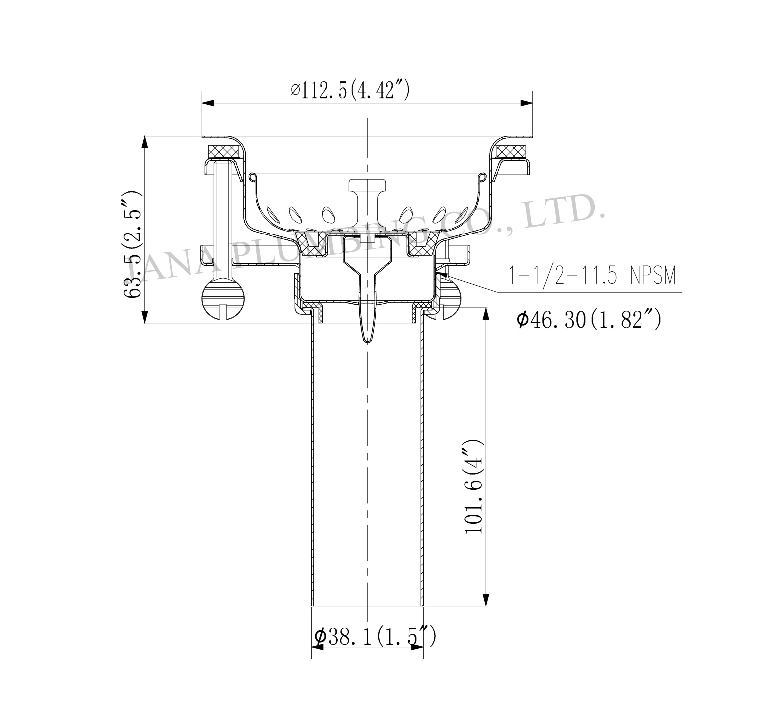 JN-1011-1-T Sink Strainer Construction Features