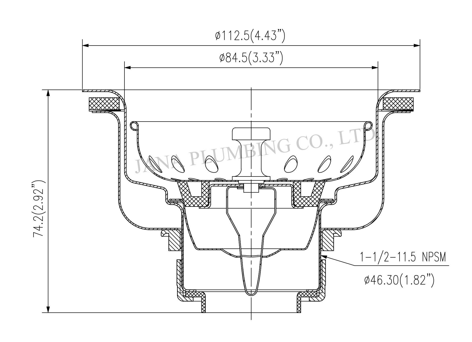 Deep Cup Sink Strainer With Rolling Thread JN-1016