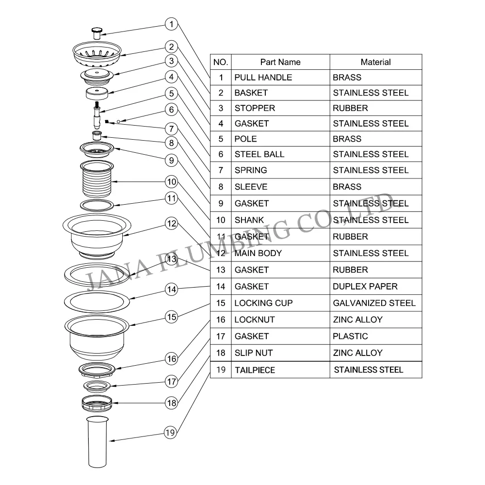 China Deep Cup Strainer Ball-bearing Basket with tailpiece JN-1006-T Manufacturer, Manufacturers