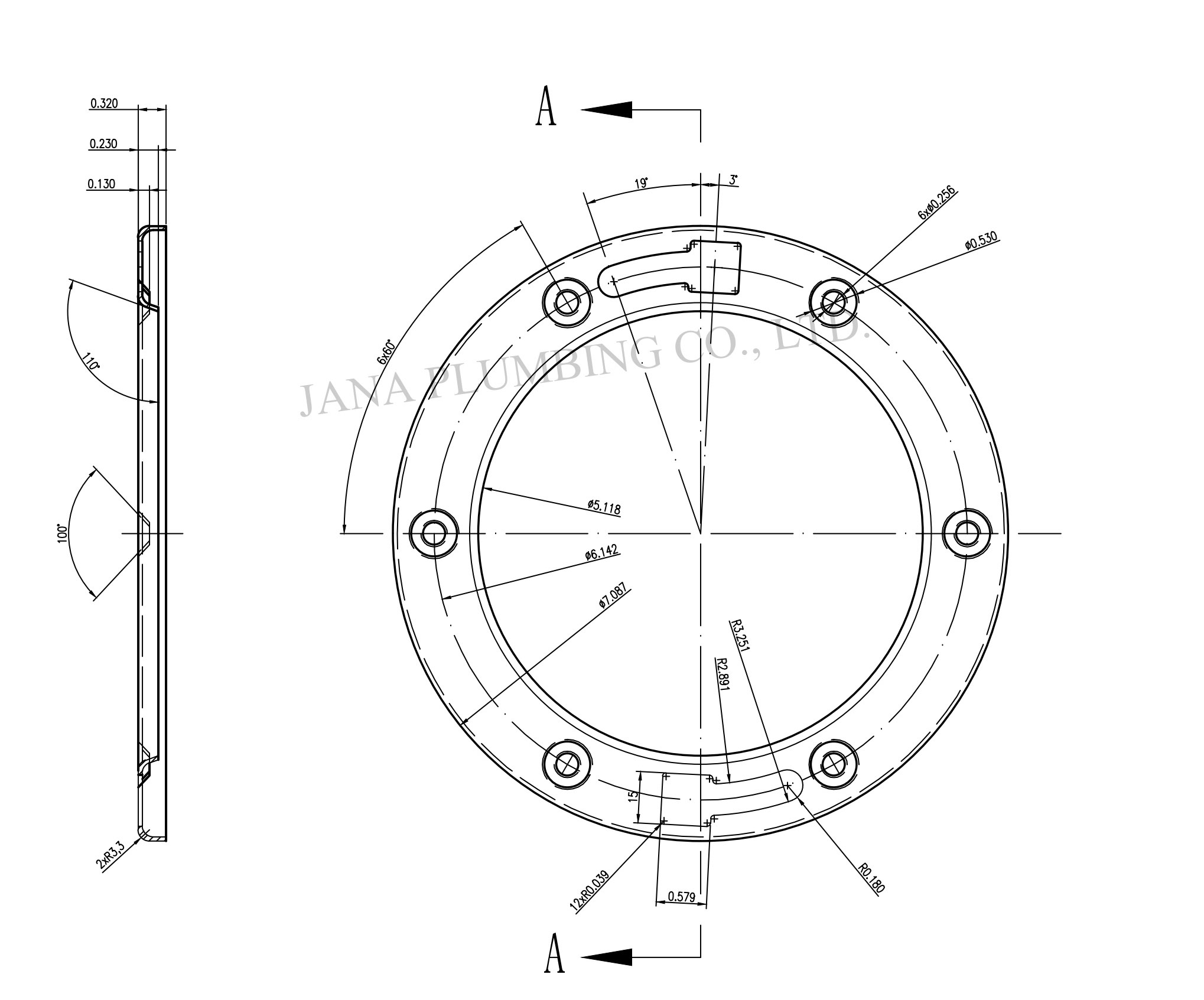 JN-1601 Metal Adjustable Closet Flange