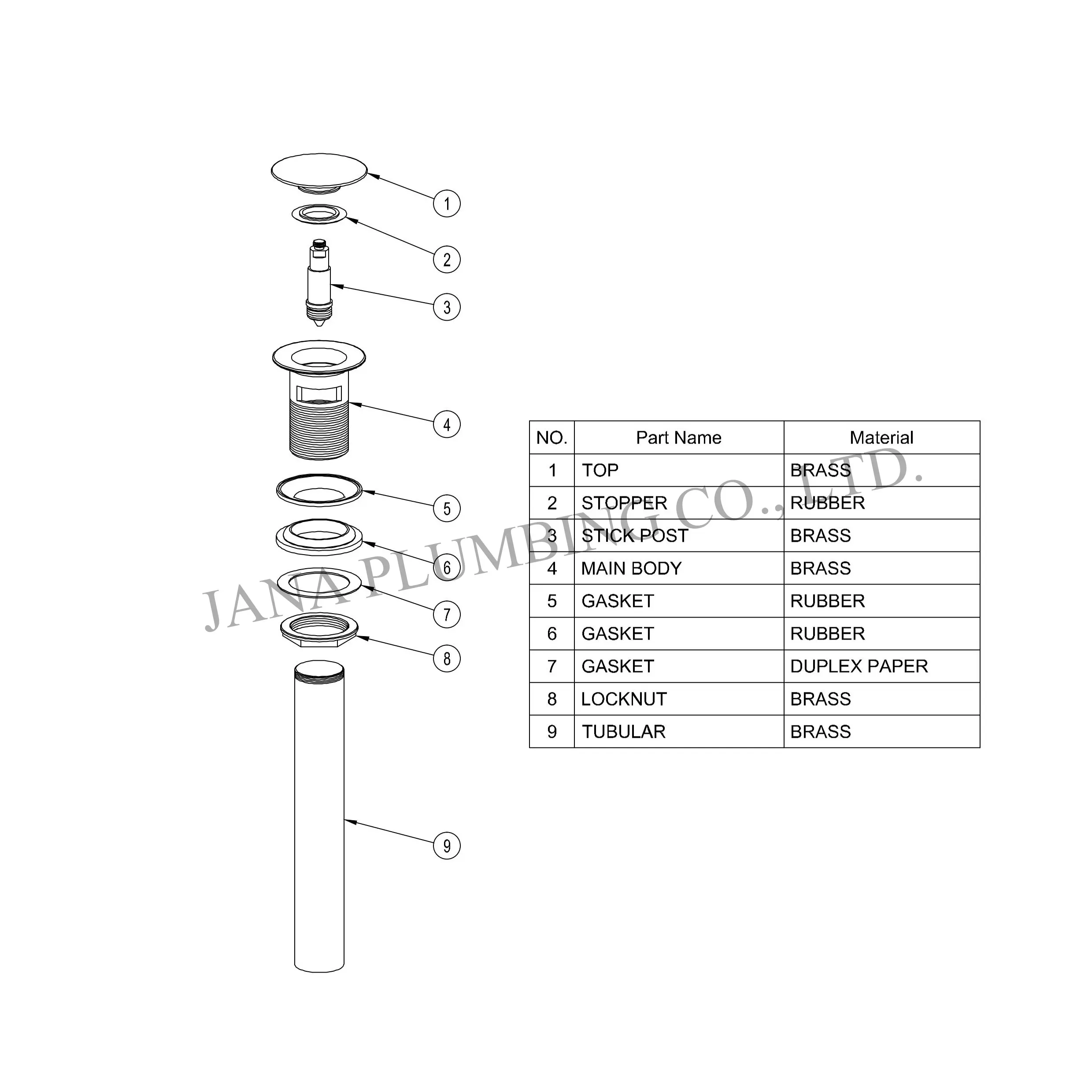 China Brass Round Umbrella Drain JN-5012-L-BN Suppliers, Factories