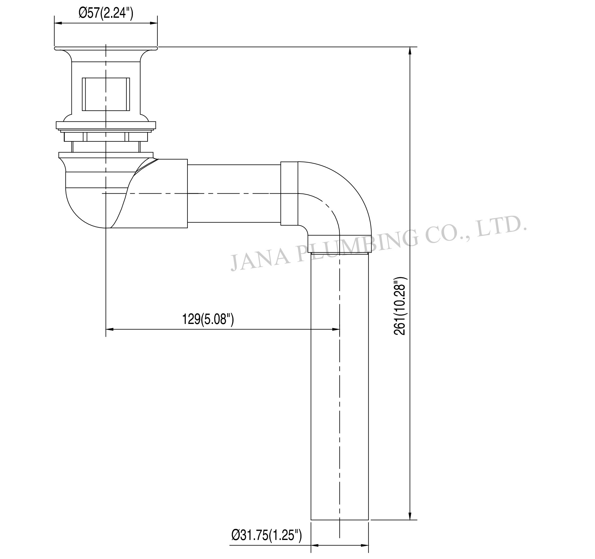 Offset Lavatory Drain JN-5003