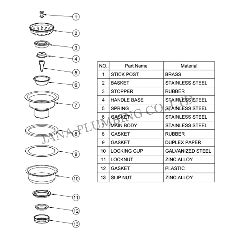 Wholesale Deep Cup Sink Strainer With Rolling Thread JN-1016 Manufacturers, Supplier