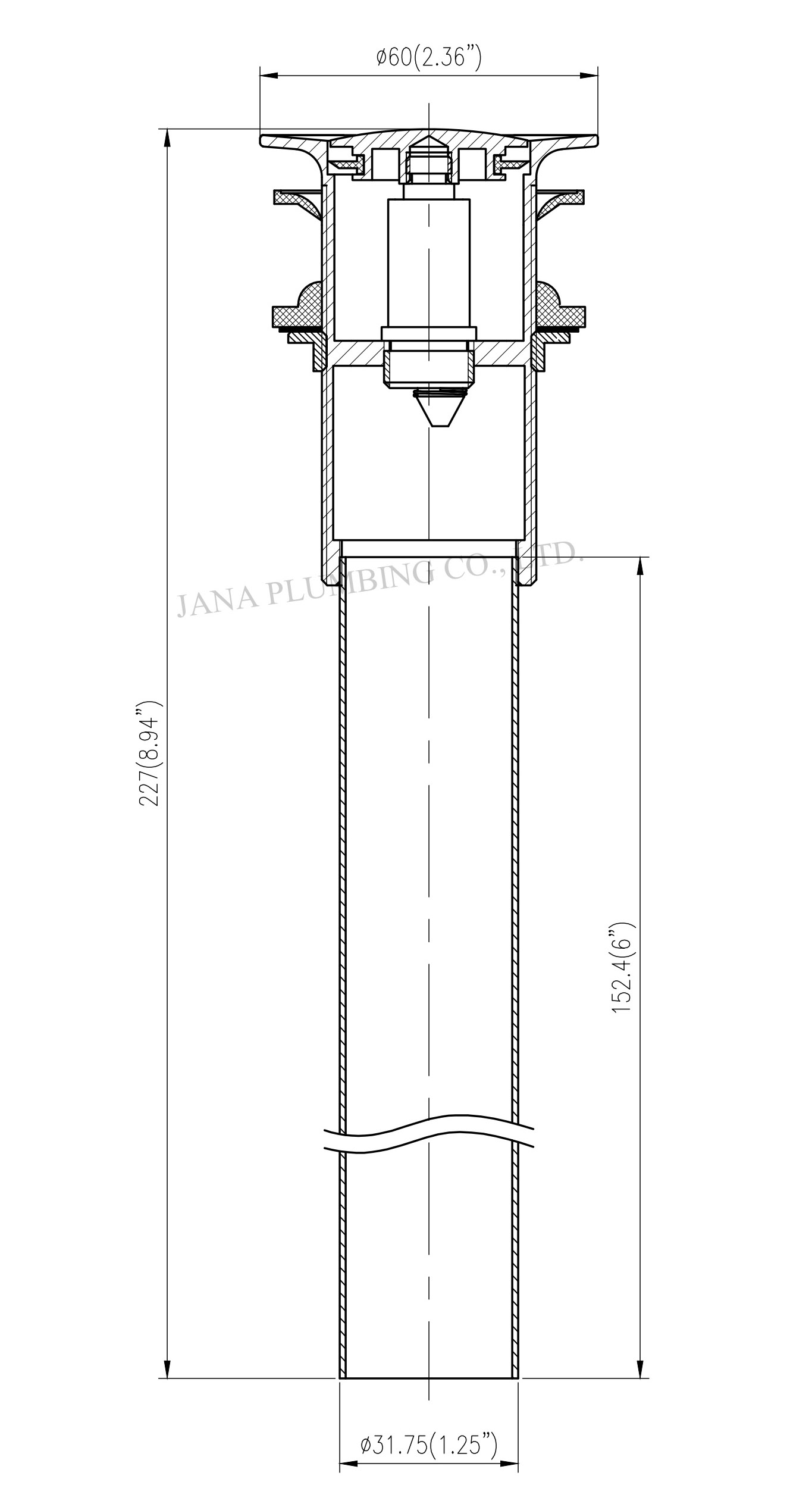 JN-5014-NOF-L-BN Brass Pop-up Assembly