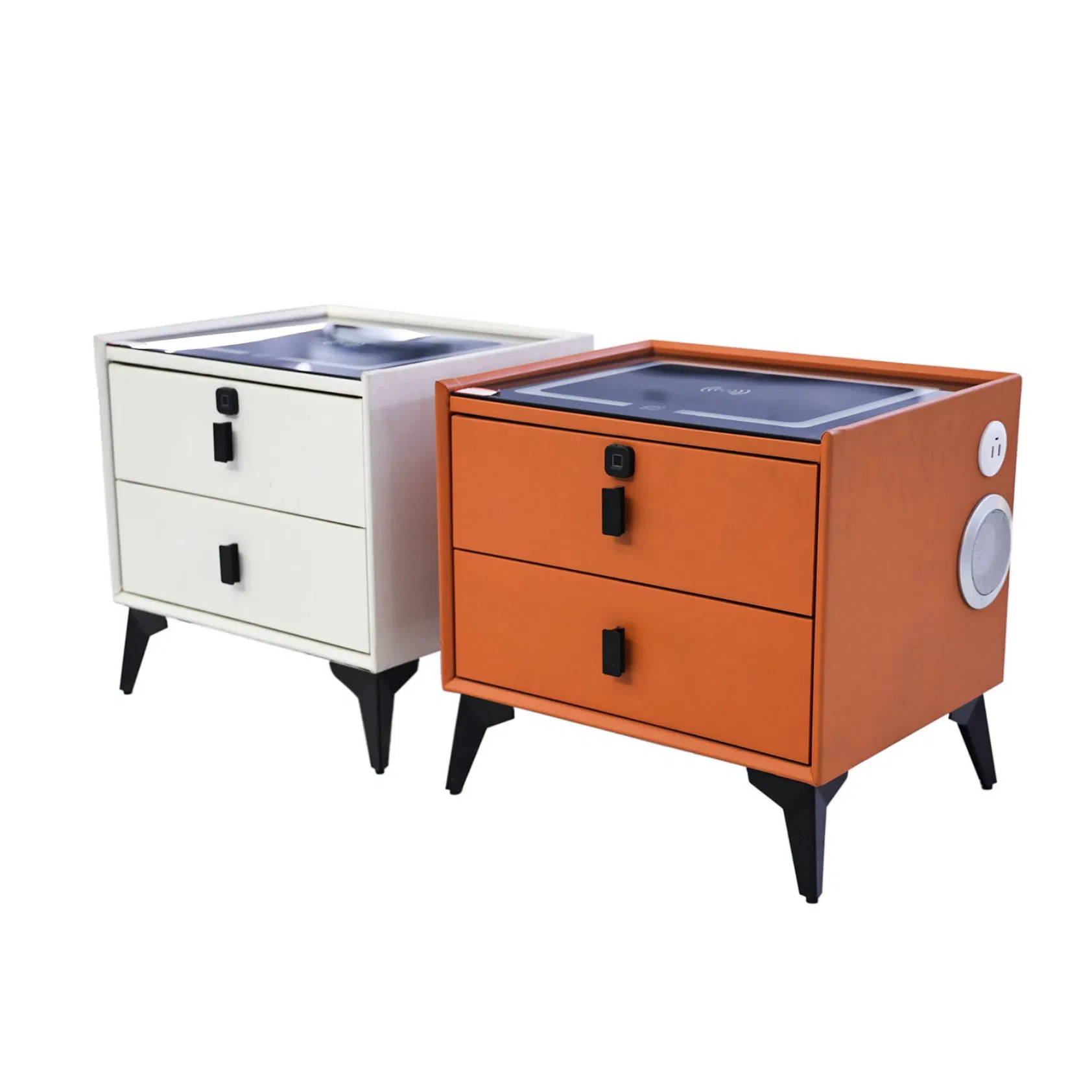 Mesa de noche con cajón deslizante compacto para espacios pequeños que requieren almacenamiento adicional