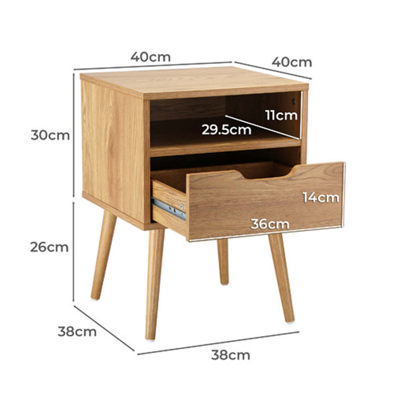 Mesa de noche de madera moderna, mesita clásica contemporánea