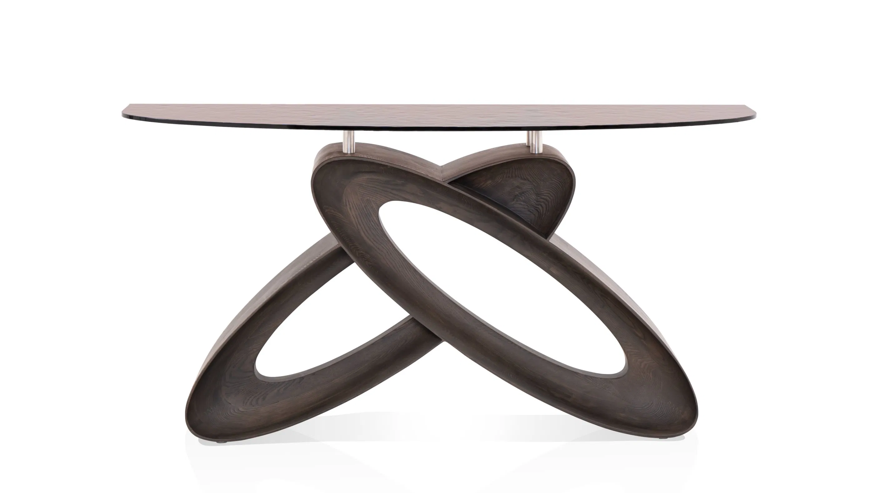Mesa consola elegante y moderna de madera oscura y vidrio para comedor y sala de estar