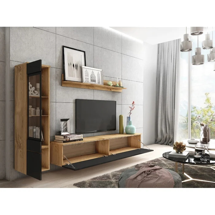 Centro de entretenimiento moderno blanco, gran almacenamiento, mueble para medios, gabinete para el hogar, soporte de televisión de madera