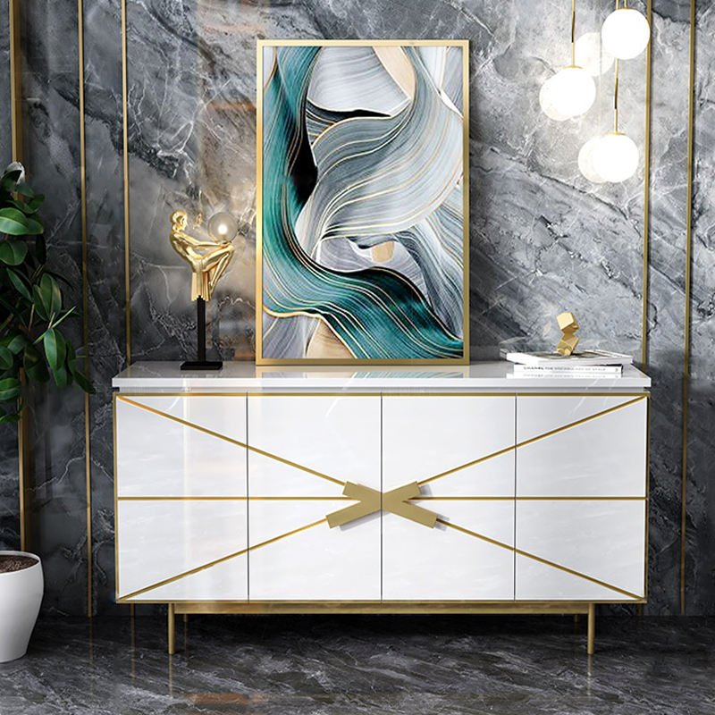 Mueble de sala de estar moderno, mesa consola con tapa de vidrio templado y almacenamiento, gabinete lateral de lujo para sala de estar