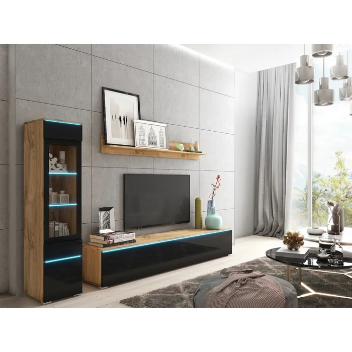 Centro de entretenimiento moderno blanco, gran almacenamiento, mueble para medios, gabinete para el hogar, soporte de televisión de madera