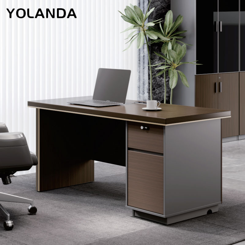 Escritorio Esquinero Moderno Yolanda para Oficina del Presidente Mesa de Computadora de Madera Diseño Convertible con Estilo de Panel de Melamina