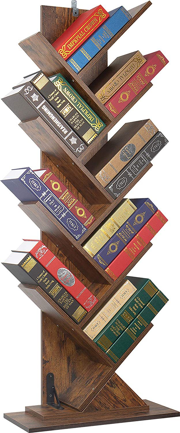 Estantería de pie industrial de aglomerado para la sala de estar, estante en forma de árbol