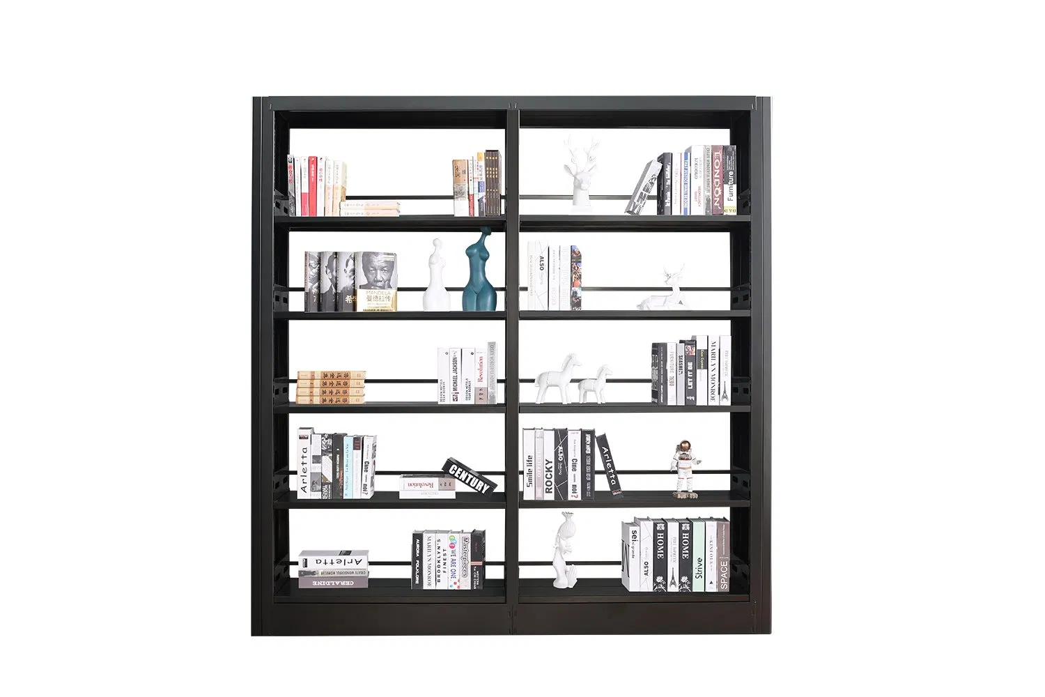 Estante de libros creativo y simple para el suelo, con almacenamiento de libros de un solo lado y doble lado 5 estantes para libros
