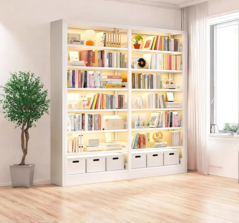 Mueble moderno y sencillo estantería de acero para almacenamiento en acero para sala de estar, dormitorio y escuela