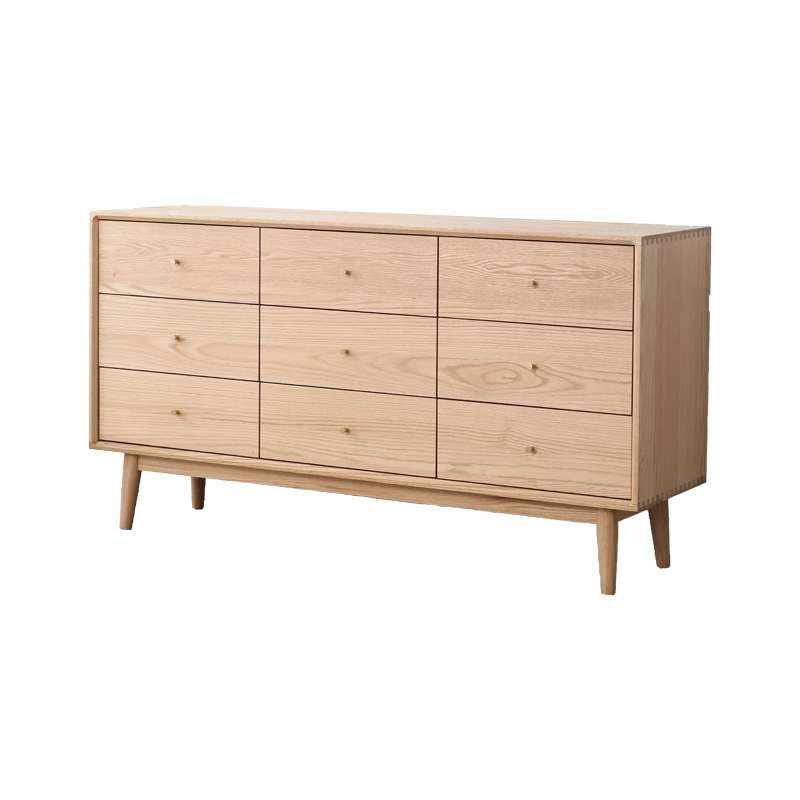 9 Cajonera de Madera Sólida de Roble para Dormitorio